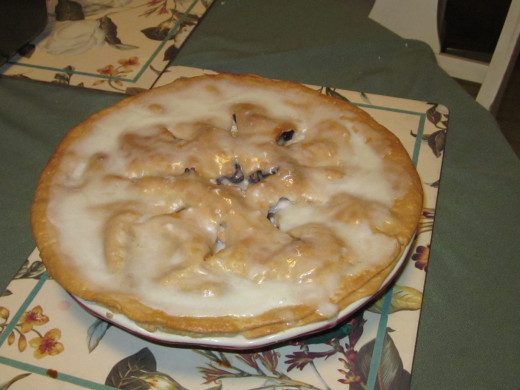 5.  A Second French apple with full crust slices in crust and thicker icing- 1 cup confect. 3 tb butter and milk to consistency wanted when sitrring.