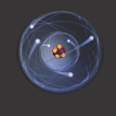 An atom showing protons, neutrons and electrons.