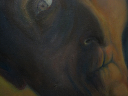 Detail of nose and mouth.