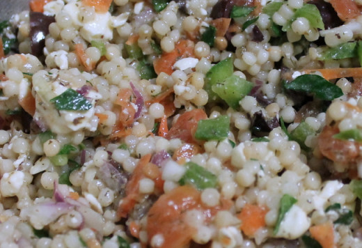 Mediterranean Couscous Primavera Salad Recipe with Feta, Olives, and ...