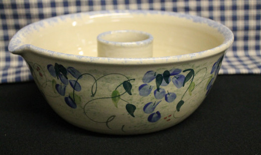 Stoneware Chicken Cooker in hand painted wisteria pattern