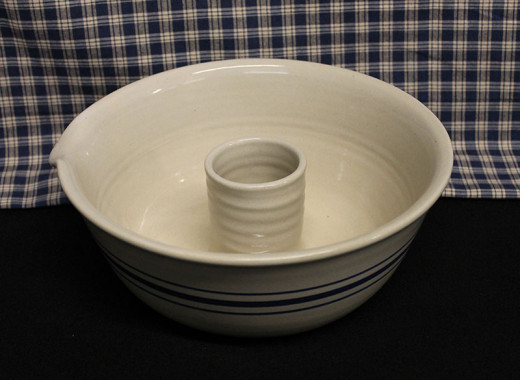 Stoneware Chicken Cooker in traditional American Heritage blue stripe