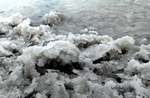 Salt build up at the Dead Sea. 