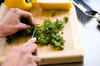Chopped, fresh herbs make a great addition to your herbal cooking oil.