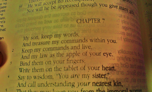Proverbs 7:1-4 as it appears in my Bible