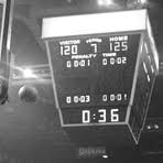 The scoreboard at the Boston Garden at the end of the triple overtime thriller vs. the Phoenix Suns in 1976 