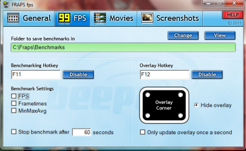 FPS Menu in Fraps