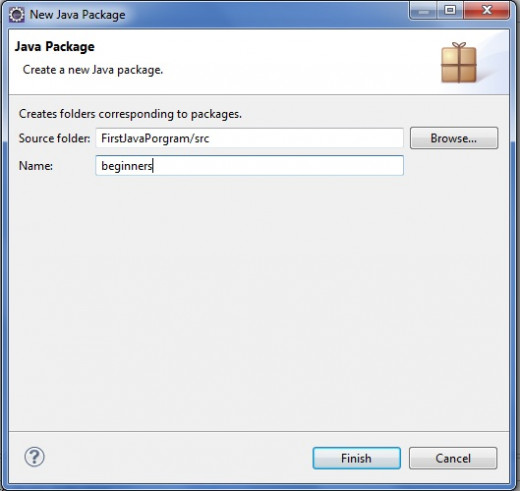 Type the name of package in package box