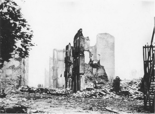 The ruins of Guernica after the relentless aerial assault by the German Condor Legion.