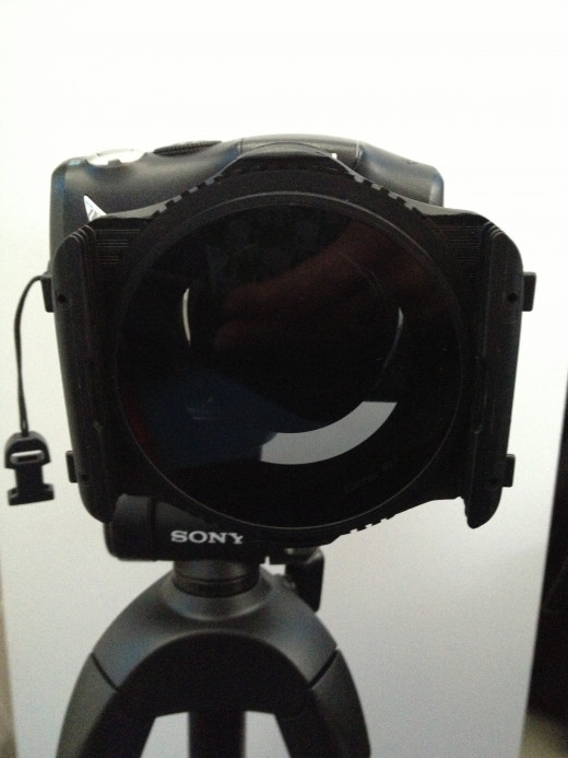 P filter holder with a CP filter 