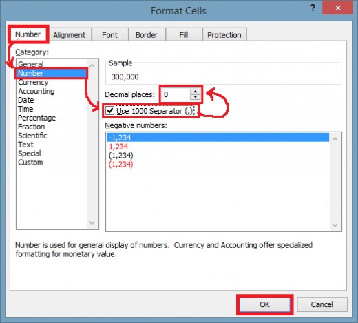 Including the thousand separator from format cells