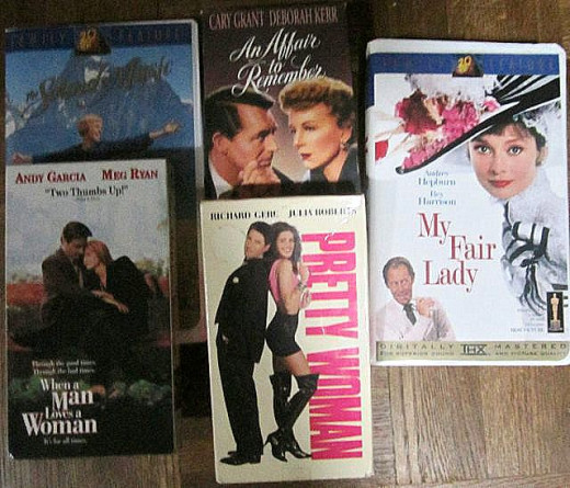 Romantic movies on VHS: just a few of the old tapes I can't seem to get rid of!