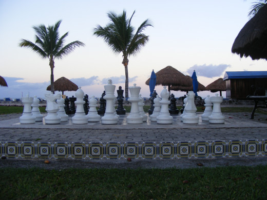 They are many activities at the Allegro. Including a giant chess board, located by the beach.