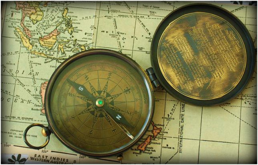 This compass points towards the compass which points towards whatever the thing is which you want the most (the one Johnny Depp had in the 'Pirates of the Caribbean' movie).