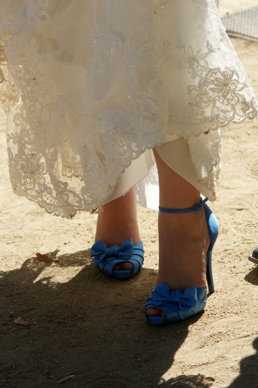 My "something blue" on my wedding day in Spain--blue heels with bows! 