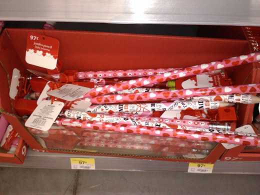 Pens and pencils can be a fun reminder that you thought of them on Valentine's Day!