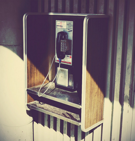 Don't see many public phones any longer. For that matter, there aren't too many land lines anywhere these days. 