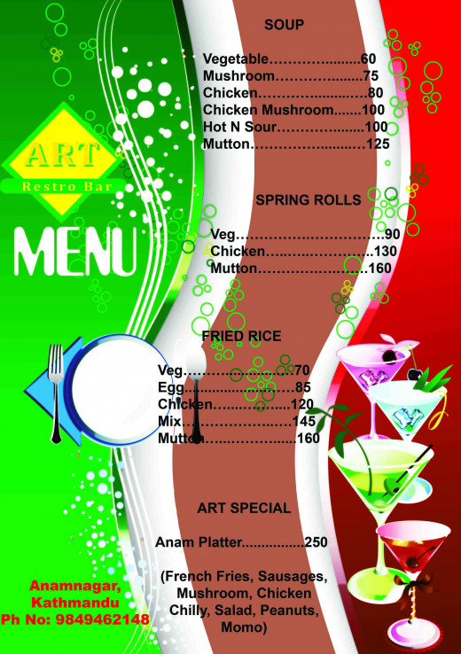 Design and the décor of the restaurant  should be reflected in your menu design. 