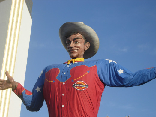 Big Tex at the Texas State Fair, a draw for over two million visitors in October. 