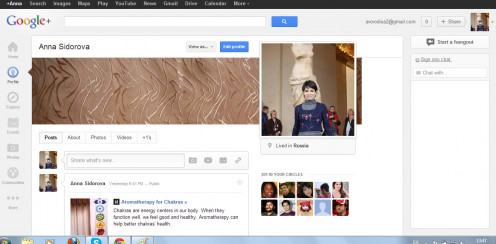 My profile on Google+ : posts page