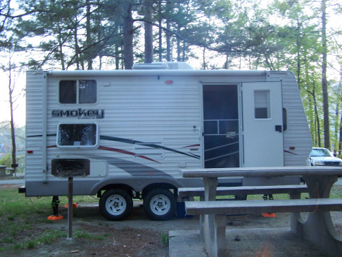 A travel trailer is a great camping vehicle.