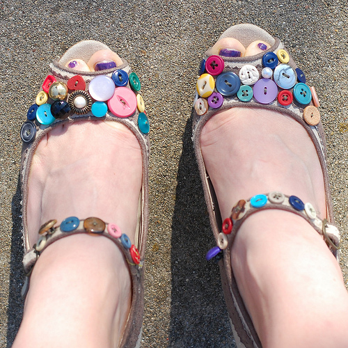 Add buttons to your shoes for a cute new look. CC BY-SA 2.0, via Flickr.