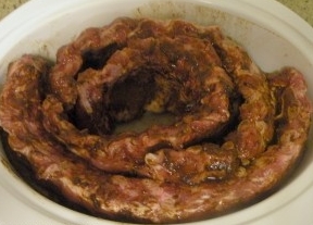 ribs standing on side in slow cooker
