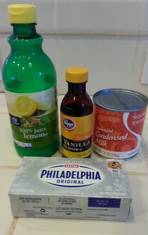 Ingredients for cream cheese pie