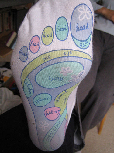 This simplified version of a foot reflexology chart enables you to promote self-healing.
