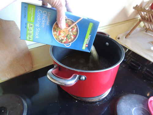 bring stock to a boil...