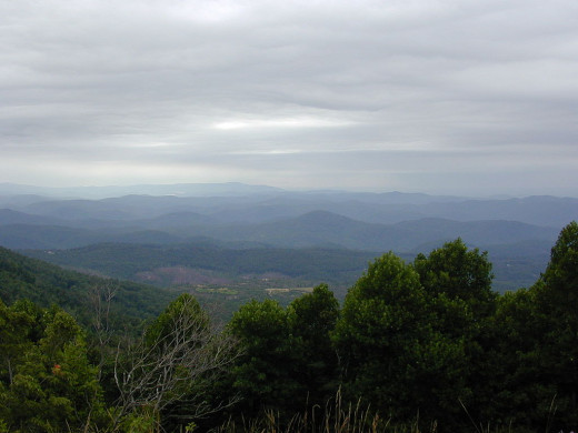 The Blue Ridge Mountains in Virginia are a series of long parallel ridges with narrow valleys in between