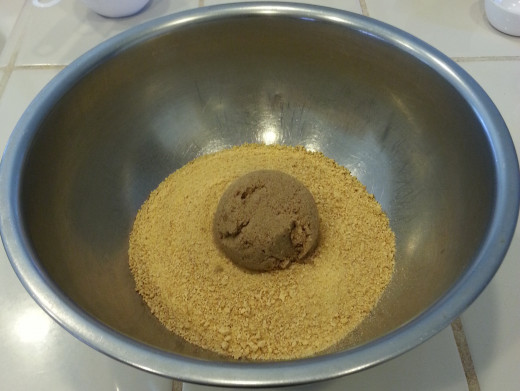 Step one. Graham cracker crumbs and brown sugar. Mix until clumps of sugar are broken up.