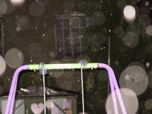 The appearance of orbs deliberately produced by photographing rain