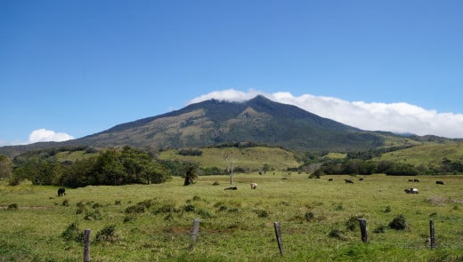 A landscape photo of Miravalles Volcano taken with a wide-angle lens, February, 2013 (summertime). 