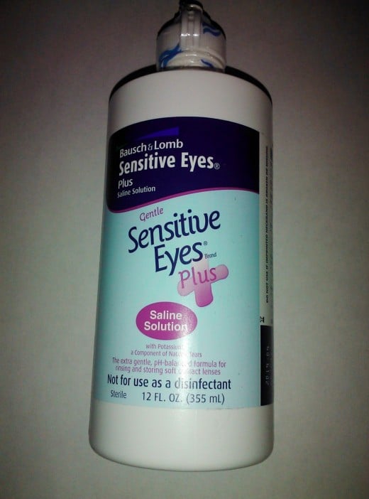 Contact lens solution is sold in most stores and is made for different lenses.