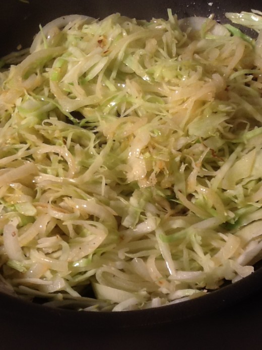 Onion and Cabbage in a pan