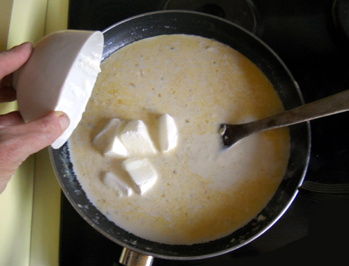 add buttermilk--I'm using frozen cubes I had on reserve!