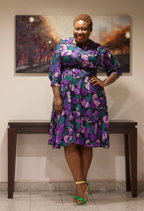 For full figured women, especially women with an apple shape, prints are flattering and they take away the attention from parts of the body such as the bust or midsection