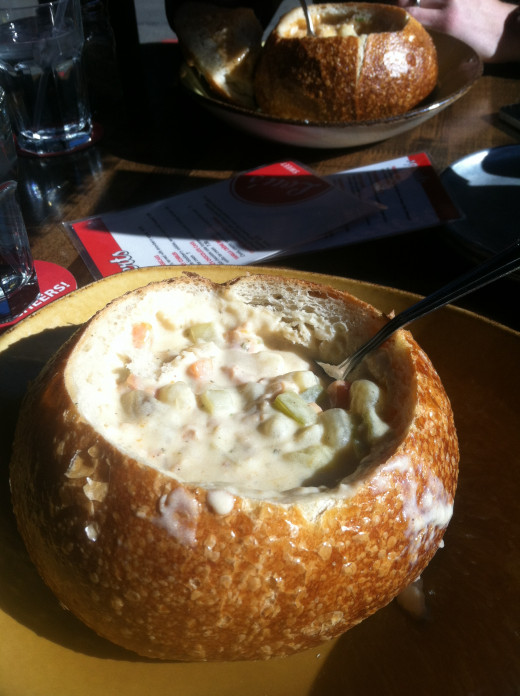 Clam Chowder in Sourdough Bread Bowl
