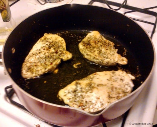 Browning the chicken