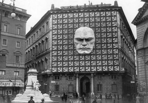 The headquarters of Benito Mussolini and the Italian Fascist party in Italy, 1934.