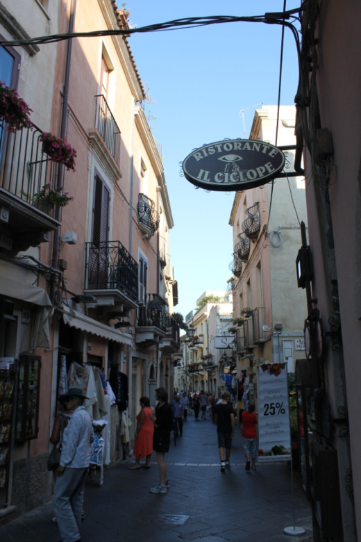 Taormina's quaint main street. 