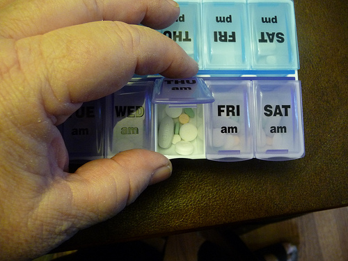 Filling a medication box weekly can help minimize medication errors.