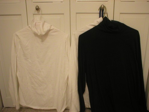 Three 100% cotton turtlenecks purchased at the dollar store for $2.00 each.