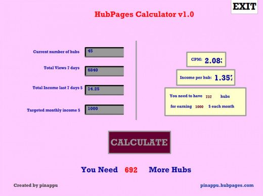 HubPages Calculator Tool in Action