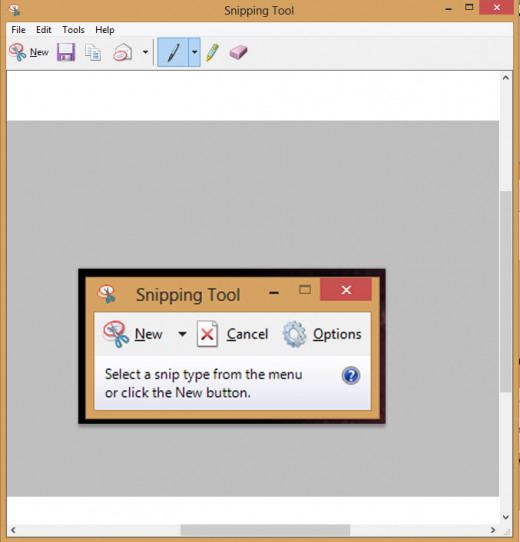 Screenshot of Snipping Tool options.
