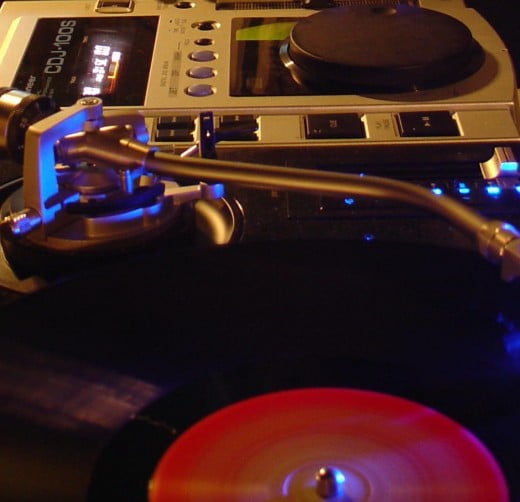 DJ gear. CDJ and Turntable