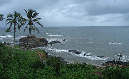 A beach at Goa with sky overcast