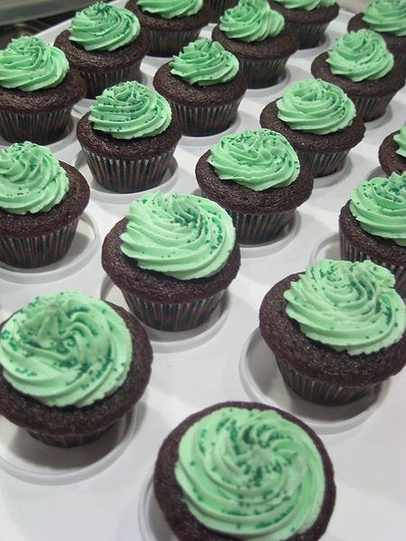 Chocolate Stout cupcakes with Bailey's Irish Cream frosting for St Patrick's Day.