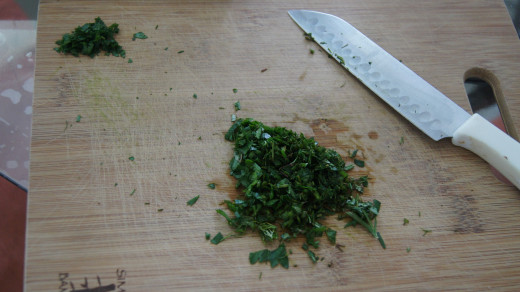 Chopped Spices with parsley set aside